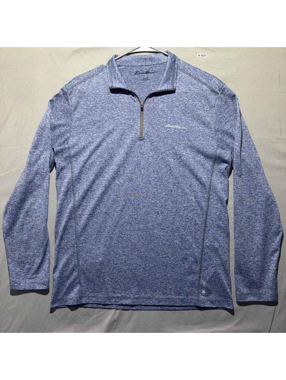 EUC! Eddie Bauer Free Dry Long Sleeve Quarter Zip Polo Shirt Men's Small Blue